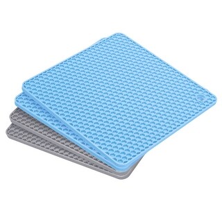 Pcs Silicone Trivet Mats For Pots Pans Square Hot Pads Counter Mats Sky Blue Light Grey